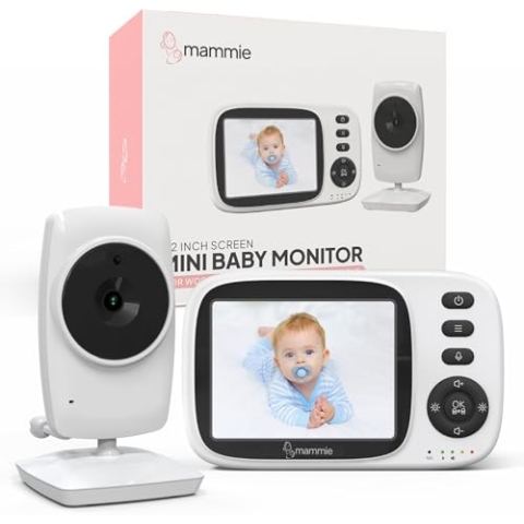 Mammie Tragbares Babyphone Mit Kamera, 360 Grad Kamera, Babyphone Ohne WLAN, VOX-Funktion, Gegensprechanlage, Nachtsicht, Temperatursensor, Schlaflieder, Lange Akkulaufzeit