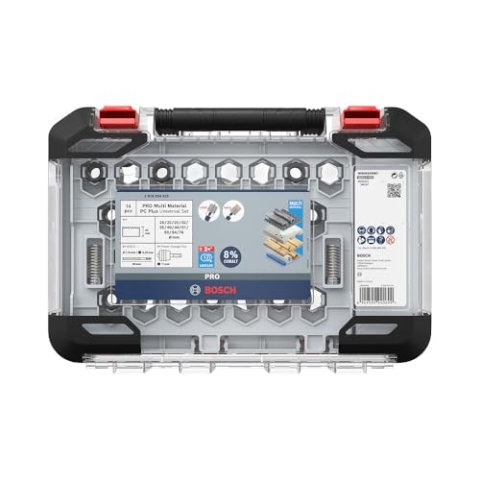Bosch 14x PRO Multi Material Power Change Plus Lochsäge-Set – Transparentes Etui (für Weichholz, Trockenbauwand, Ø 20-76 mm, Professional Zubehör Bohrmaschine/Schrauber)