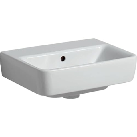 Geberit Renova Plan, Handwaschbecken, 45x34 cm, ohne Hahnloch, mit Überlauf, 501626, 501.626.00.8, Farbe: Weiß