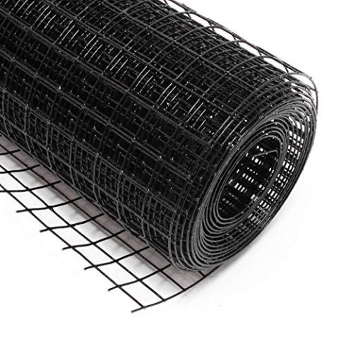 Wiltec Maschendrahtzaun Schwarz 1x25 m 50 cm Höhe 1,42 mm Stärke 25x25 mm Maschengröße, Volierendraht 4-Eck aus Stahl verzinkt, Drahtgitter, Vogeldraht