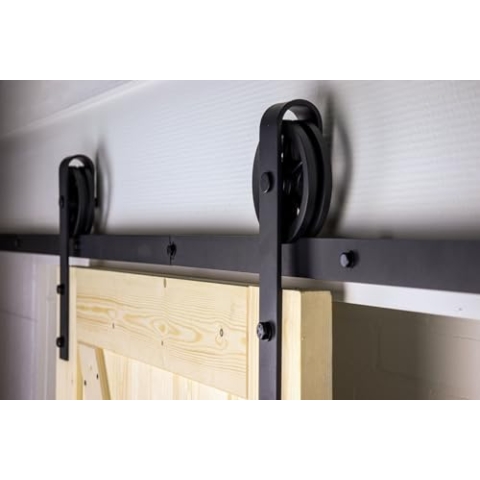 Wovar Schiebetürbeschlag Schwarz Große Rollen komplett 200 cm - pro Set