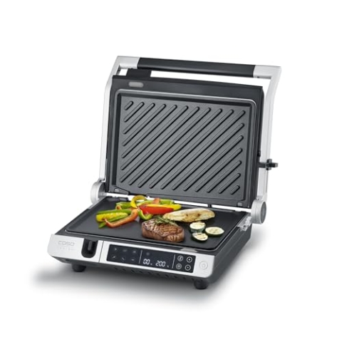 CASO SteakMaster Pro: 3-in-1 Doppel-Kontaktgrill, Kontaktgrill, Panini-Grill & XXL-Tischgrill, Grillthermometer, Digital-Touch, Antihaftplatten, 2000W, 80-240°C, leichte Reinigung, PFAs-frei