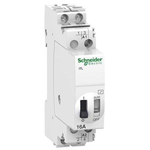 Schneider A9C30112 x Fernschalter iTL, 2P, 2 S, 16A, Spule 12 VDC, 24 VAC 50/60Hz, 24 V, Weiß