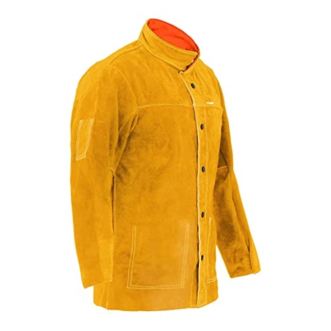 Stamos Welding Group SWJ02M Schweißerjacke aus Rindspaltleder gold Größe M