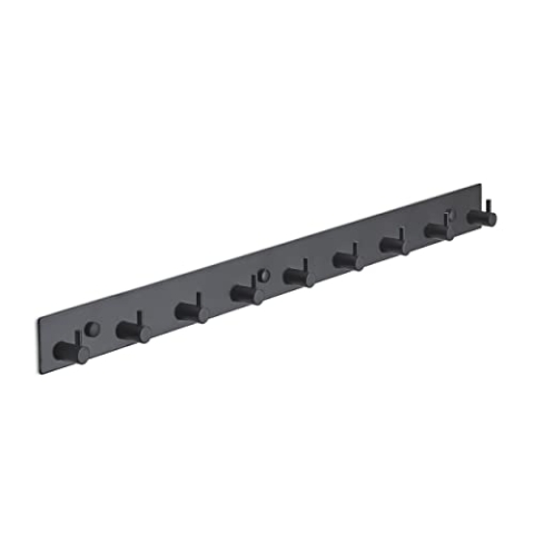 Brute Strength - Garderobenständer - 9 Haken - 60 cm - Edelstahl - Türhaken für Küche, Hakenleiste schwarz, Wandgarderobe, Bad, Wohnzimmer und Flur für Mützen Schals Handtaschen, Handtuchhaken
