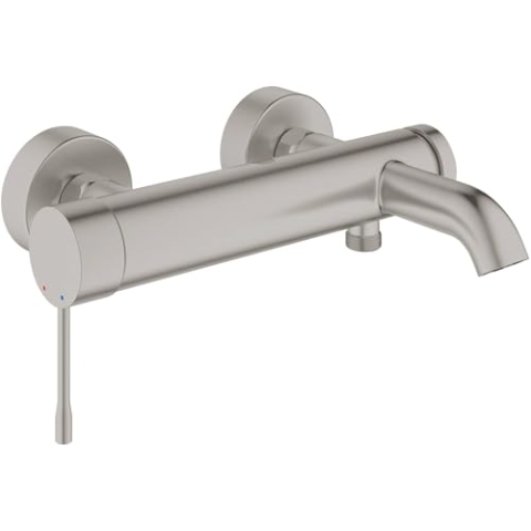 GROHE Einhand-Wannenbatterie Essence 25250_1, Wandmontage, eigensicher, Professional Edition, supersteel