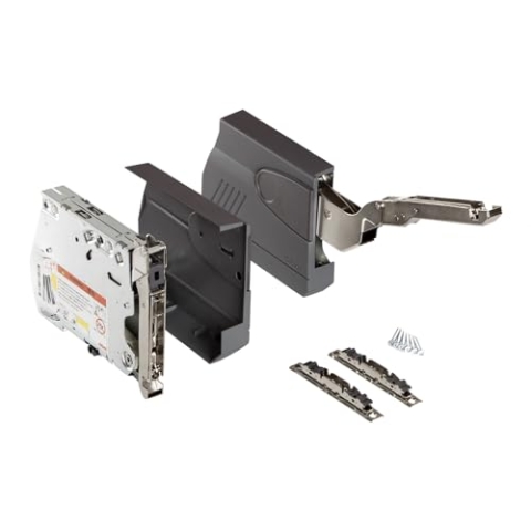 Klappenbeschlag Blum® AVENTOS HK 20K2900 (LF 3200-9000) mit Blumotion für Hochklappen Öffnungswinkel 100° inkl. Abdeckkappen anthrazit und Frontbefestigungsset