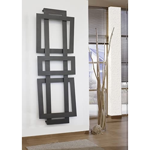 Badheizkörper Design ART 2 HxB 180 x 60 cm 1019 Watt moonstone-grau/anthrazit Szagato Handtuchheizung Handtuchwärmer Design Heizkörper Mittelanschluss Bad Heizkörper vertikal modern