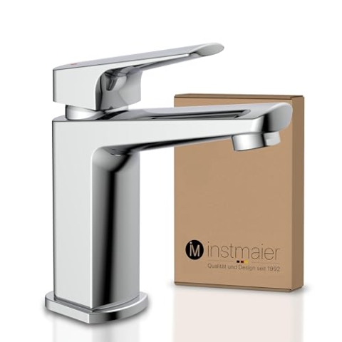 instmaier B2 | Wasserhahn für Bad | Waschtischarmatur in Chrom | Armatur mit einfacher Montage | Einhebelmischer Waschbecken | Mischbatterie aus Messing | Premium Qualität