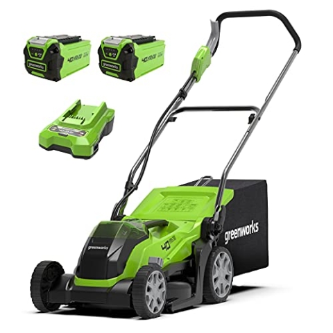 Greenworks 40V Kabelloser Akku Rasenmäher für Flächen bis zu 400 m², 35 cm Schnittbreite G40LM35K2X, 40-Liter-Sack PLUS zwei 40 V 2Ah-Akkus und Ladegerät, 3 Jahre Garantie