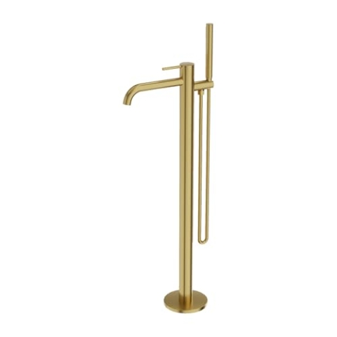 Lavita Orion freistehende Badewannenarmatur in gebürstetem Gold Standarmatur Badewanne Wasserhahn Bad Luxuriöses Design Armatur