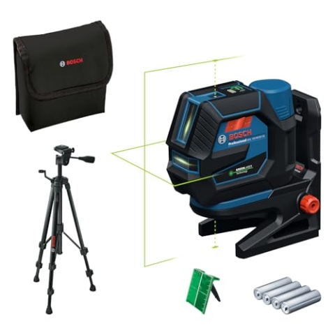 Bosch Professional Kombilaser GCL 12V-50-22 CG (Arbeitsbereich von bis zu 50 m mit Empfänger, Dual Power Source, Levelling Remote App, Halterung RM 20, Batterieadapter, 4 x 1,5V LR6, Tasche, BT 150)