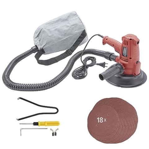 Arebos 710W Deckenschleifer mit Absaugung und 18x Schleifpapier | 6 Geschwindigkeitsstufen | 1.500 – 3.000 U/Min | Trockenbauschleifer/Wandschleifer
