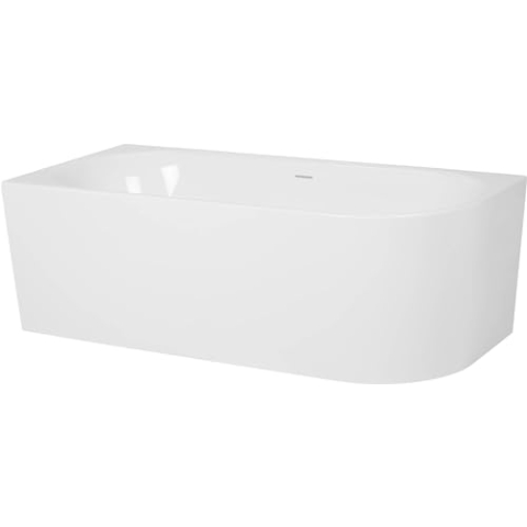 Ben Vico Badewanne - Links - Glänzend Weiß - 180x80 cm - mit SchlitzÜberlauf - Eckbadewanne - Acryl - Spa, für 2 Personen