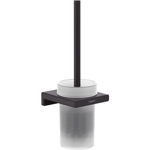 hansgrohe AddStoris - Toilettenbürste mit Halter, Toilettenbüstenhalter für Wandmontage, WC-Bürste mit Halter, verdeckte Befestigung, Badezimmer Zubehör, Mattschwarz, 41752670