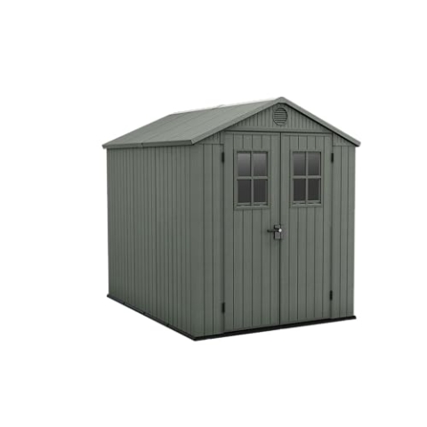 Keter Gartenhaus Darwin 6 x 8, Holzoptik, Farbe Salbeigrün, 4,5 m², 190 x 244 x 221 cm