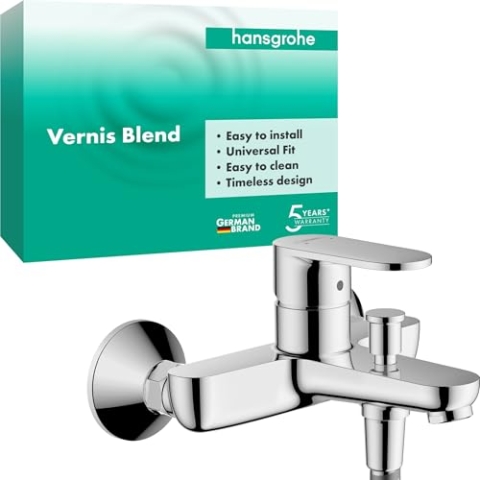 hansgrohe Vernis Blend - Badewannenarmatur Aufputz für 2 Verbraucher, Mischbatterie Badewanne mit Auslauf Länge 17,1 cm, Einhebelmischer Wanne, Chrom, 71440000