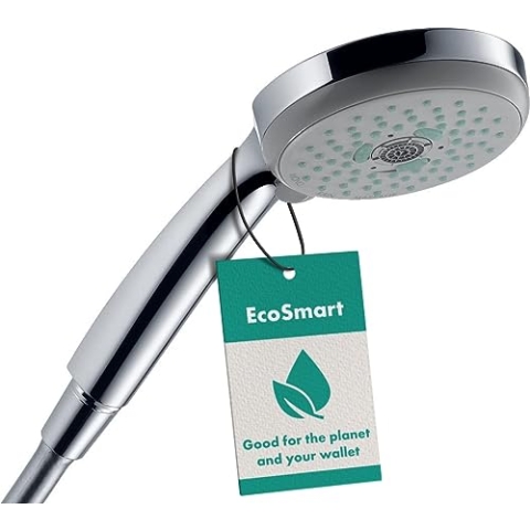 hansgrohe wassersparender Duschkopf Croma 100, Sparduschkopf, Duschbrause, 3 Strahlarten, Chrom