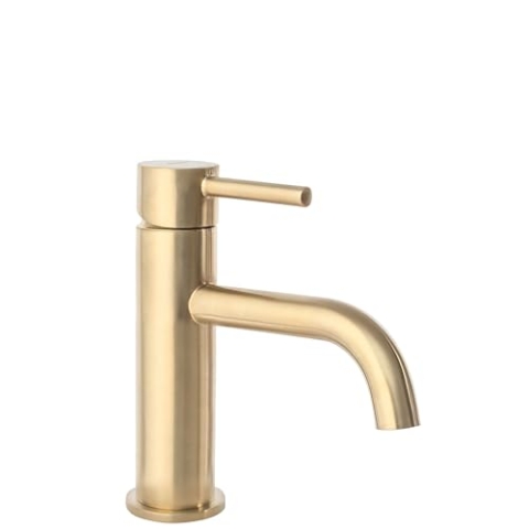 Rea Waschtischarmatur LUNGO LUNGO GOLD BRUSH Wasserhahn Bad Badarmatur aus Messing Armatur für Waschbecken Badezimmer Mischbatterie Waschbecken Einhebel (Gold)