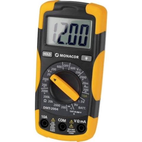 Monacor 29.2030 Digital-Multimeter, 21 mm, LCD-Display, Auflösung 2000 Ziffern