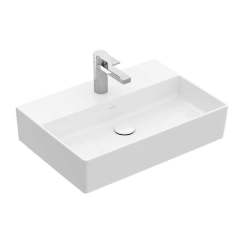 Villeroy & Boch Memento 2.0 Wandwaschbecken, 600 x 420 mm, 1 Hahnloch, ohne Überlauf, ungeschliffen, 4A2261, Farbe: weiß-alpin