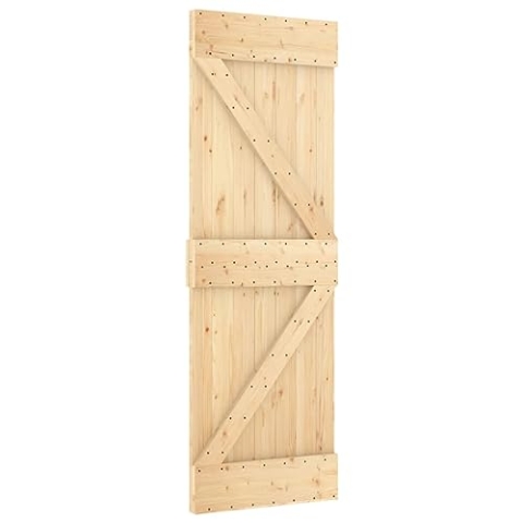 vidaXL Tür, Schiebetür mit Schiebetürbeschlägen, Holztür Schiebetürsystem für Schlafzimmer Scheunen, Innentür Zimmertür, Massivholz Kiefer
