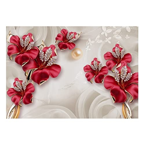 WallArena - Vlies Fototapete Blumen Luxus Abstrakt Rosen 254x184 cm - Fototapeten - Tapeten - für Wohnzimmer Schlafzimmer - Vliestapete Wandtapete Tapete 3D Effekt- inkl. Kleister
