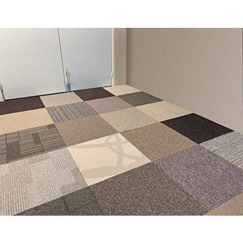 Teppichfliesen Shades of. by Interface | Selbstliegend Bodenfliesen Teppich | 50x50 cm | Pro Karton 16 Stück = 4m2 (Brown)