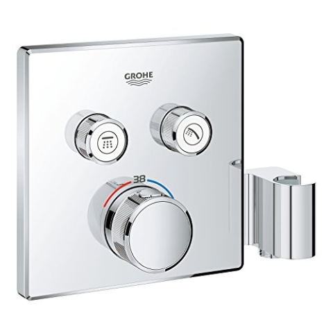 GROHE Grohtherm Smartcontrol - Thermostat mit 2 Absperrventilen und integriertem Brausehalter (Fertigmontageset, langlebige Oberfläche), chrom, 29125000