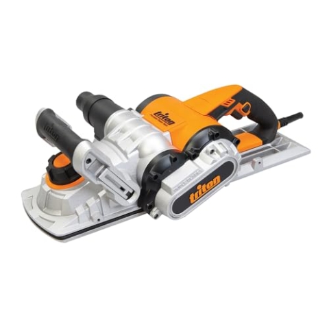 Triton TPL180B - 982168 - (Neues Modell) Dreimesser-Elektrohobel, 1800 W, 180 mm, Schnitttiefe von 0 – 2 mm, inkl. 3 x HSS-Klingen (umkehrbar), Staubanschlussadapter, Parallelanschlag