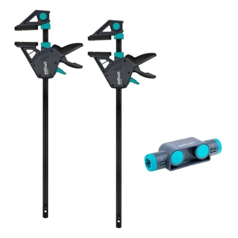 wolfcraft XL Einhandzwingen-Set PRO MAX I 8663060 I 250 kg Spannkraft für höchste professionelle Ansprüche I inkl Connector I Spannweiten von bis zu 1.060 mm I Made in Europe