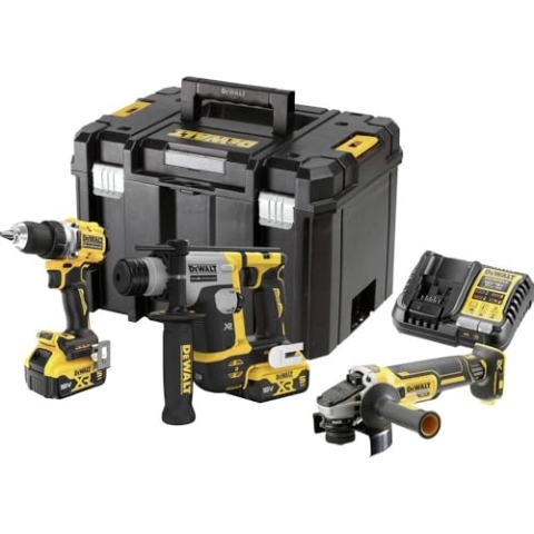 DeWalt 3-teiliges Werkzeugset XR 18 V 5 Ah bürstenlos Bohrschrauber DCD800 + Bohrhammer SDS Plus DCH172 + Winkelschleifer DCG405-DCK355P2T-QW