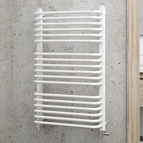 Schulte Bad-Heizkörper Amsterdam II, 91 x 60 cm, 632 Watt Leistung, Anschluss unten, alpin-weiß, Handtuchhalter-Funktion