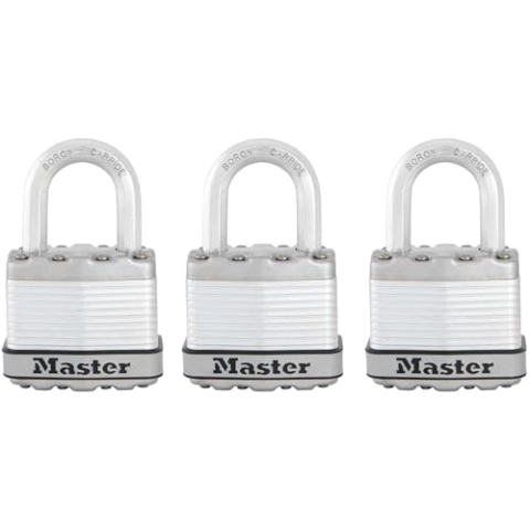 MASTER LOCK Hochleistungsvorhängeschloss [Schloss mit Schlüssel] [Laminierter Stahl] [Wetterfest] M1EURTRI - Ideal für Lagerräume, Garagen etc.