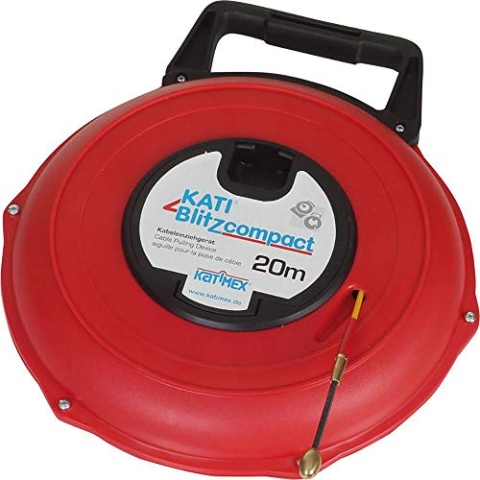 Katimex® Kati Blitz compact | 20 m | für den Kabeleizug in Leerrohre | Kabeleinziehhilfe inkl. Zubehör | Kabeleinzugsgerät für z.B. Energie-/ Antennen-/ Telefonkabel