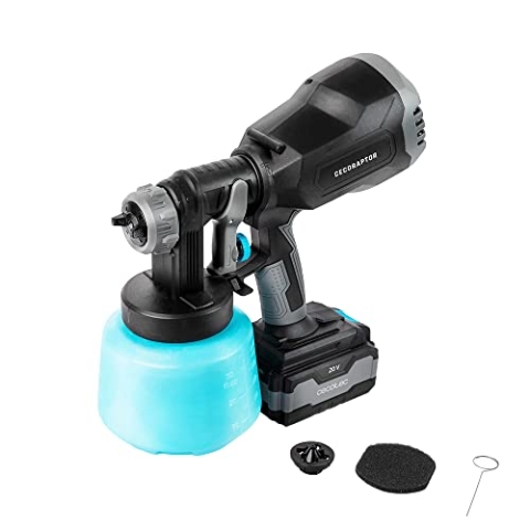 Cecotec Farbpistolen CecoRaptor Perfect Color 4020 Ultra. Farbspritzpistole mit 20V 4.000 mAh Akku, 1.000 ml Tankinhalt, maximale und zulässige Viskosität von 70 DIN/s, 700 ml/min Farbfluss