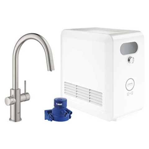GROHE Blue Professional | C-Auslauf Kit | mit Bluetooth und WiFi, supersteel, herausziehbarer Mousseurauslauf | 31325DC2