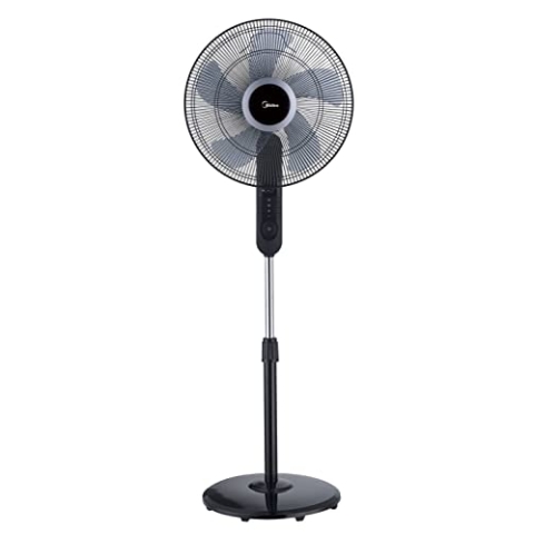 Midea FS40-15FR Standventilator Leise mit Fernbedienung, 3 Geschwindigkeitsstufen,LED Anzeige, 7,5H Timer, höhenverstellbar, 80°Oszil-lationsfunktion, 55W Kraftvoller,Ventilator,Luftzirkulation