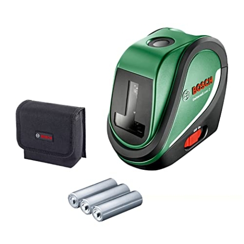 Bosch Home and Garden Kreuzlinienlaser UniversalLevel 2 (Arbeitsbereich: 10 m, Selbstnivellierungszeit: >4 s, in Softbag), 0603663800, Schwarz, Grün, 2,3 x 1,5 V