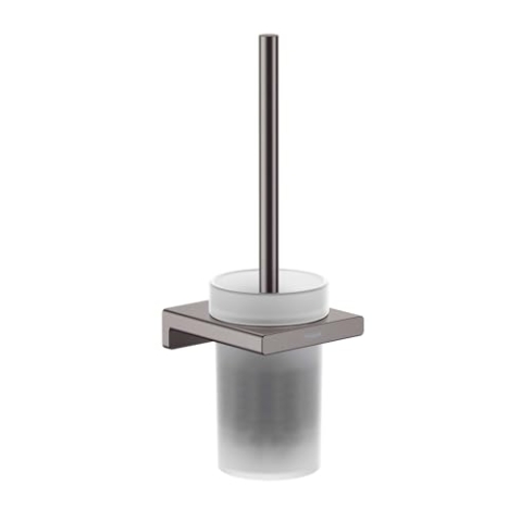 hansgrohe AddStoris - Toilettenbürste mit Halter, Toilettenbüstenhalter für Wandmontage, WC-Bürste mit Halter, verdeckte Befestigung, Badezimmer Zubehör, Brushed Black Chrome, 41752340