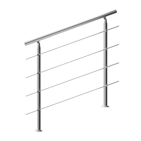 MONZANA® Treppengeländer Edelstahl Pflegeleicht 120cm mit 4 Querstreben Innen und Außen Handlauf Geländer Brüstung Balkon