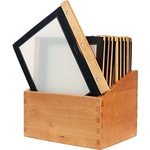 Securit Speisekarten-Mappe Box, DIN A4, Schwarz-Wood, 35 x 27 x 35 cm, 20
