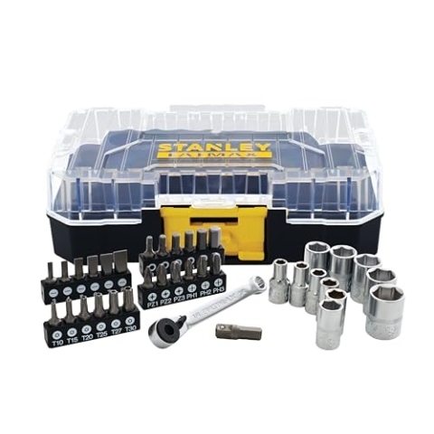 Stanley FatMax 37-teiliges Stecknuss-Set FMMT19101-0 (1/4", in kleinem Pro-Stack Koffer, auch kompatibel mit dem T-STAK-System, inkl. Ratschenschlüssel, Stecknüsse, Bits & Bithalter)