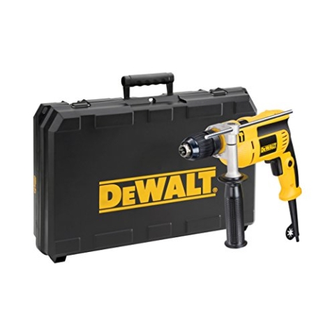 DEWALT Schlagbohrmaschine (650 Watt, ein-Gang, 13 mm Schnellspannbohrfutter, robust, sehr kompakt, inkl. Zusatzhandgriff, Bohrtiefenanschlag und Transportkoffer) DWD024KS