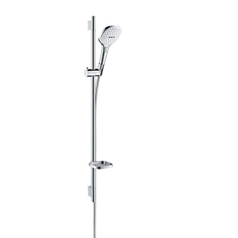 hansgrohe Raindance Select E 120 wassersparendes Duschset 0,90m, 3 Strahlarten, Weiß/Chrom
