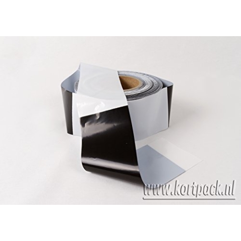 Kortpack Absperrband Schwarz-Weiß | 75 mm Breit x 250 m | 1 Rolle | Robust und Wetterfest für Baustellen, Veranstaltungen und Sicherheitsbereiche