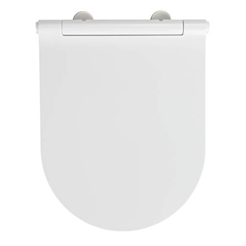 WENKO WC-Sitz Nuoro, flacher Toilettensitz mit Absenkautomatik, hygienischer WC-Deckel mit Fix-Clip Hygiene-Befestigung, aus antibakteriellem Duroplast, Weiß