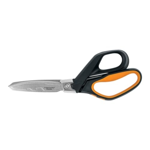 Fiskars Hochleistungsschere, Bis zu 30% mehr Kraft, Länge 26 cm, Langlebiger rostfreier Stahl/Kunststoff, Schwarz/Orange, PowerArc, 1027205