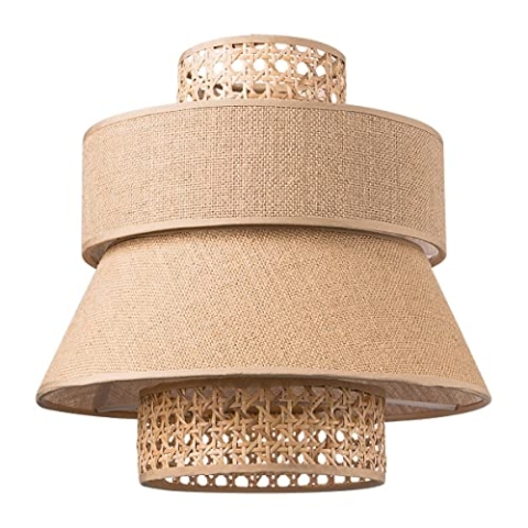 Home Sweet Home Moderner Lampenschirm Cane Weave | rund |30/30/29cm | Naturfarben | Stoff-Lampenschirm aus Baumwolle | für E27 Lampenfassung | RoHS-geprüft | geeignet für Pendelleuchte