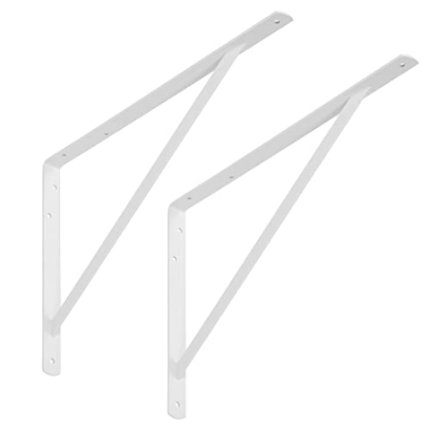 SOTECH 10er Set Regalkonsolen (500 x 325 x 30 mm, weiß, pulverbeschichtet), Regalbodenträger mit Querstrebe zur Stabilisierung